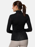 NUR DIE Damen Longsleve Highneck mit Kaschmir - Light & Warm - schwarz - Größe S