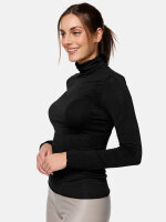 NUR DIE Damen Longsleve Highneck mit Kaschmir - Light & Warm - schwarz - Größe S