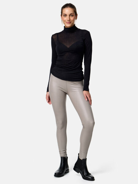 NUR DIE Damen Longsleve Highneck mit Kaschmir - Light & Warm - schwarz - Größe L