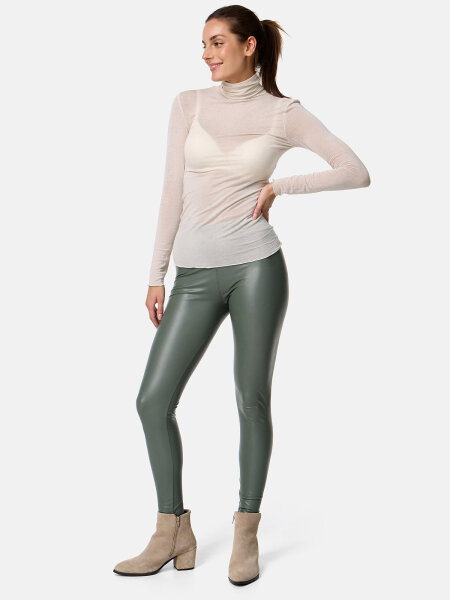 NUR DIE Damen Longsleve Highneck mit Kaschmir - Light & Warm - sand - Größe S