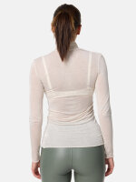 NUR DIE Damen Longsleve Highneck mit Kaschmir - Light & Warm - sand - Größe S