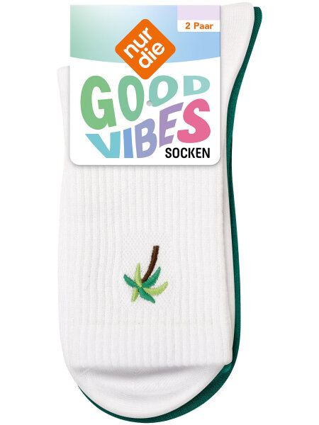 NUR DIE Unisex Socken Good Vibes - 2er Pack - Mix grün - Größe 43-46