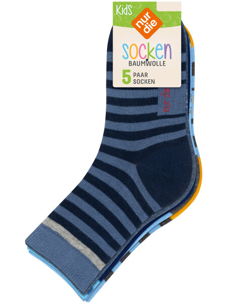 NUR DIE Kinder Socken 5er Pack - mix blau - Größe 19-22