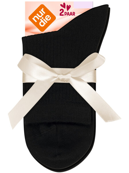 NUR DIE Damen Kurzsocken Modal - 2er Pack - schwarz  - Größe 35-38