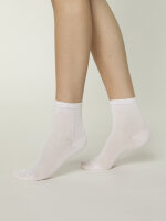 NUR DIE Damen Kurzsocken Modal - 2er Pack - lila/weiß - Größe 35-38