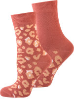 NUR DIE Damen Socken Classic Baumwolle gemustert - 2er Pack  - dark rose animal - Größe 35-38