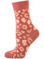 NUR DIE Damen Socken Classic Baumwolle gemustert - 2er Pack  - dark rose animal - Größe 35-38