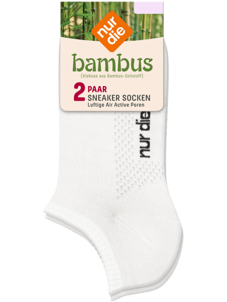 NUR DIE Damen Sneakersocken Bambus¹ 2er Pack - weiß  - Größe 39-42
