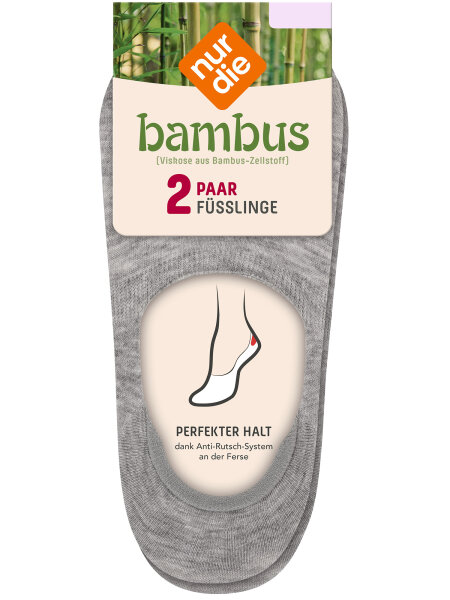 NUR DIE Damen Füßlinge Bambus¹ 2er Pack - hellgraumelange  - Größe 35-38