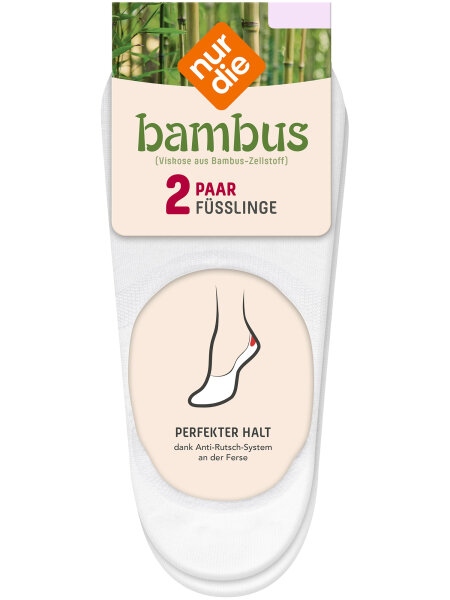 NUR DIE Damen Füßlinge Bambus¹ 2er Pack - weiß  - Größe 39-42