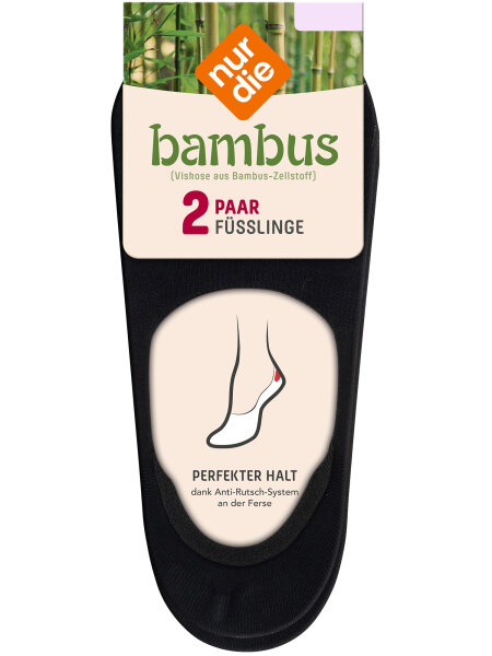 NUR DIE Damen Füßlinge Bambus¹ 2er Pack - schwarz  - Größe 35-38