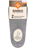 NUR DIE Damen Sneaker Füßlinge Bambus¹ 2er Pack - hellgraumelange  - Größe 35-38