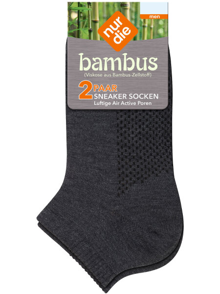 NUR DIE Herren Sneaker Socken Bambus¹ 2er Pack- anthrazitmelange - Größe 39-42