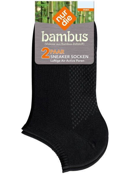 NUR DIE Herren Sneaker Socken Bambus¹ 2er Pack- schwarz - Größe 39-42
