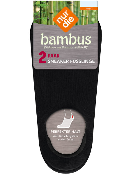 NUR DIE Herren Sneaker Socken Bambus¹ 2er Pack- schwarz - Größe 39-42