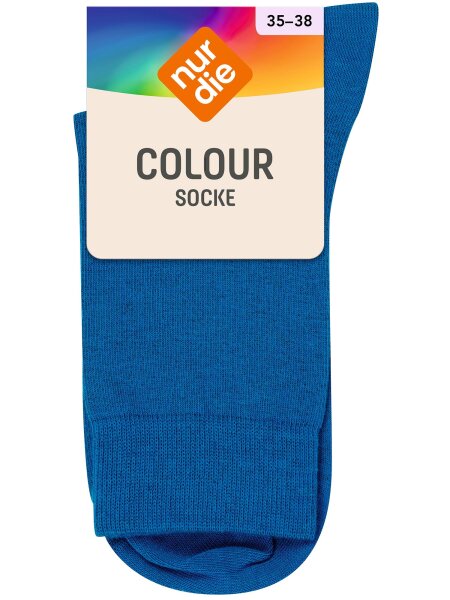 NUR DIE Unisex Colour Socken mit Rollbund - blau - Größe 39-42
