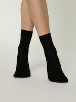 NUR DIE Unisex Colour Socken mit Rollbund - schwarz - Größe 43-46