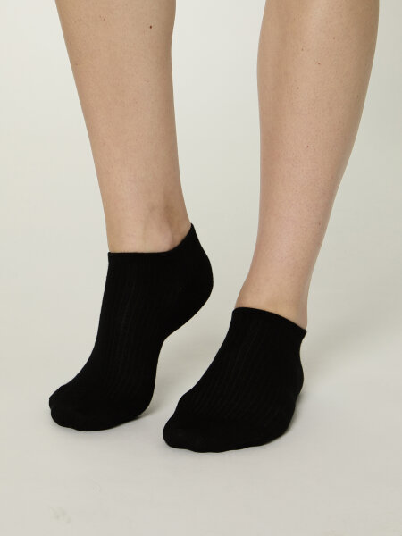 NUR DIE Damen Modal Sneakersocken 2er Pack - schwarz  - Größe 35-38