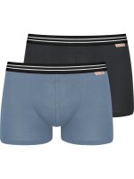 NUR DIE Herren 2er Pack Boxershorts Cotton Stretch - dunkelgrau, hellblau - Größe 7 | XL | 54