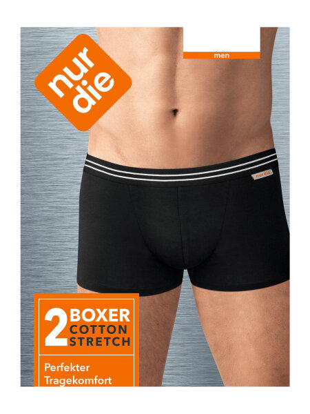 NUR DIE Herren 2er Pack Boxershorts Cotton Stretch - schwarz - Größe 7 | XL | 54