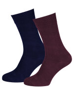NUR DIE Herren Socken Baumwolle Business Pack 2er Pack - maritim/aubergine - Größe 39-42
