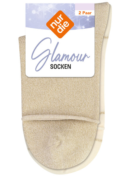 NUR DIE Damen Socken Glamour 2er Pack - beige/lurex - Größe 35-38