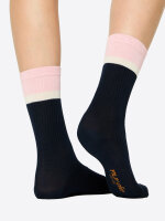 NUR DIE Damen Ripp-Socken Soft Modal 2er Pack - maritim/rosa - Größe 35-38