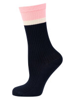 NUR DIE Damen Ripp-Socken Soft Modal 2er Pack - maritim/rosa - Größe 35-38