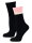 NUR DIE Damen Ripp-Socken Soft Modal 2er Pack - schwarz/rosa - Größe 35-38