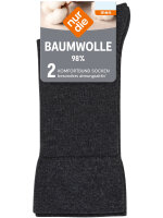 NUR DIE Herren Socken Baumwolle 98% Komfortbund 2er Pack - anthrazitmelange - Größe 39-42