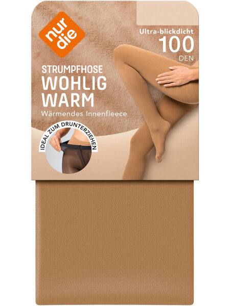 NUR DIE Damen Strumpfhose Wohlig Warm 100 DEN - amber - Größe 44-48
