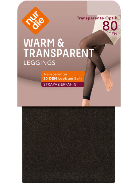 NUR DIE Damen Leggings Warm & Transparent Strapazierfähig 80 DEN - schwarz - Größe 44-48