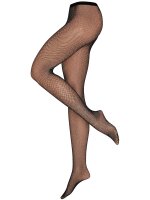 NUR DIE Damen Feinstrumpfhose Glitzer Netzstrumpfhose schwarz/silber - Größe 42-44