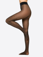 NUR DIE Damen Strumpfhose Warm & Transparent mit wärmendem Innenfleece 80 DEN Print - diamonds - Größe 44-48