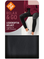 NUR DIE Damen Leggings in Velvet Lederoptik - Relax & Go - schwarz - Größe 40-42