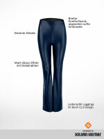 NUR DIE x KILIAN KERNER Damen Vegane Flared Leggings in Leder-Optik - dunkelblau - Größe 44-46