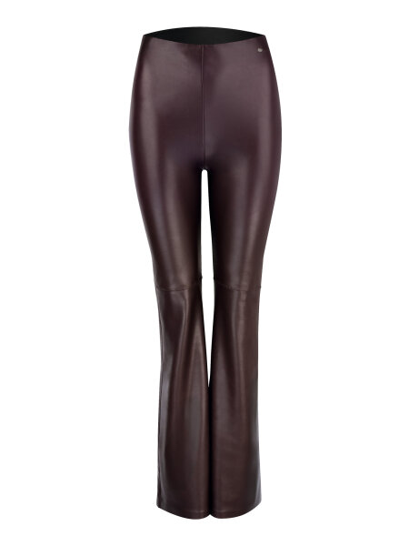 NUR DIE x KILIAN KERNER Damen Vegane Flared Leggings in Leder-Optik - bordeaux - Größe 36-38