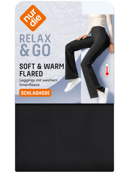 NUR DIE Damen Flared Thermo Leggings - Relax & Go - schwarz - Größe 44-46