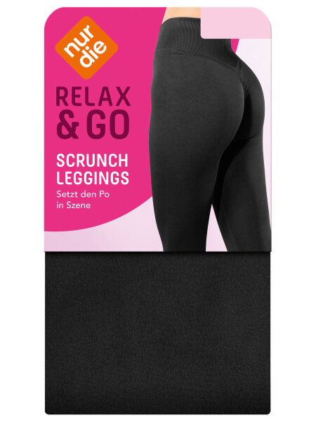 NUR DIE Damen Scrunch Leggings - Relax & Go - schwarz - Größe 32-34