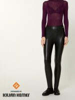 NUR DIE x KILIAN KERNER Damen Vegane Leggings in Leder-Optik mit Croco-Muster - schwarz croco - Größe 44-46