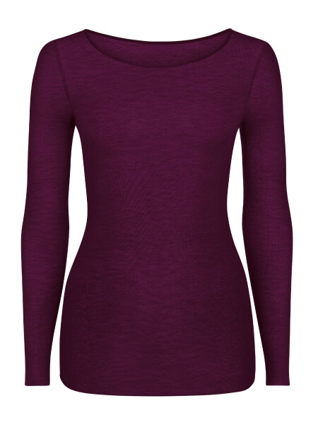 NUR DIE X KILIAN KERNER Damen Longsleeve Roundneck mit Kaschmir - burgundy -  Größe S