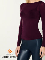 NUR DIE X KILIAN KERNER Damen Longsleeve Roundneck mit Kaschmir - burgundy -  Größe S