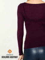 NUR DIE X KILIAN KERNER Damen Longsleeve Roundneck mit Kaschmir - burgundy -  Größe S