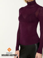 NUR DIE X KILIAN KERNER Damen Longsleve Highneck mit Kaschmir - burgundy - Größe S