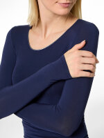 NUR DIE X KILIAN KERNER Damen Longsleeve Micromodal Glitzer-Abschluss - dunkelblau - Größe 44-46