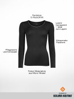 NUR DIE X KILIAN KERNER Damen Longsleeve Micromodal Glitzer-Abschluss - schwarz - Größe 36-38