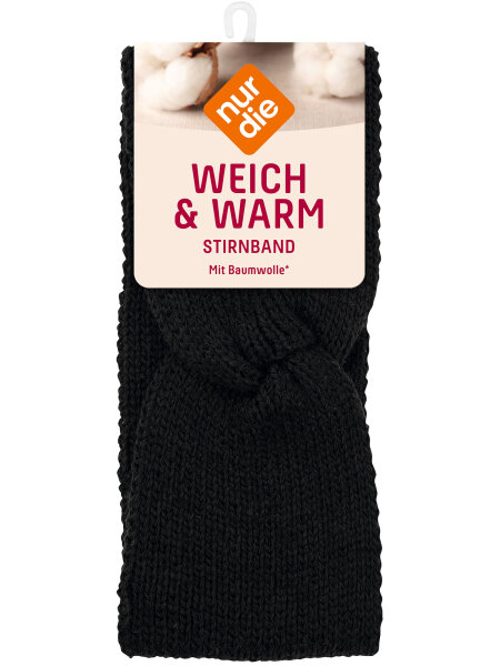 NUR DIE Damen Stirnband - Weich & Warm - schwarz - Größe one size