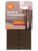 NUR DIE Damen Feinstrumpfhose Warm & Transparent Print 2-Pack heartsback - Größe 38-40