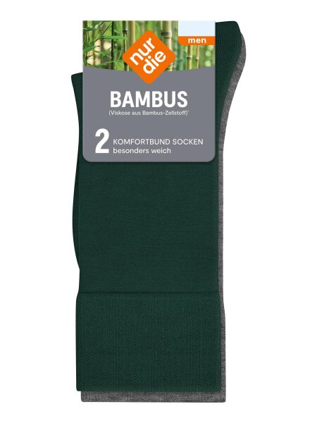 NUR DIE Herren Socken Bambus 2-Pack grau-grün - Größe 39-42