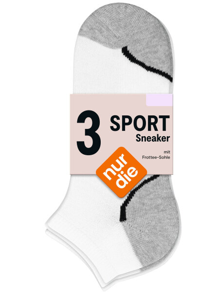 NUR DIE Unisex Sneaker Socken Sport 3er Pack - weiß - Größe 35-38